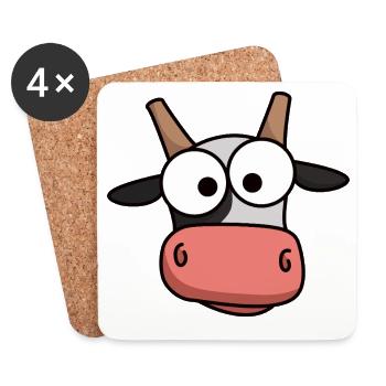 Cow Face Comic with Big Eyes - Coasters (set of 4) - white - Front