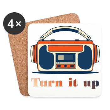 Turn It Up Vintage-Radio - Untersetzer (4er-Set) - Weiß - Vorne