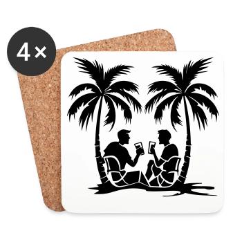 Silhouette de fête de palmiers - Dessous de verre (lot de 4) - blanc - Devant