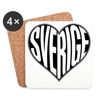Sverige, Suède Heart - Couleur de design variable - Dessous de verre (lot de 4) - blanc - Devant