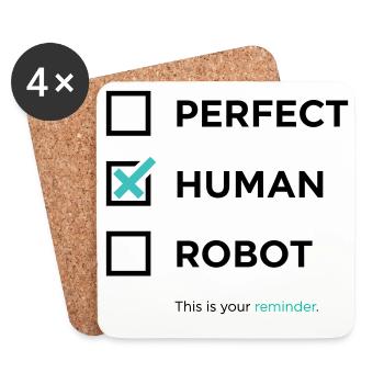 Perfekt, Mensch, Roboter – Erinnerung / angekreuzt - Untersetzer (4er-Set) - Weiß - Vorne