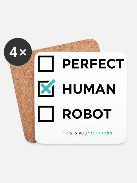 Perfekt, Mensch, Roboter – Erinnerung / angekreuzt - Untersetzer (4er-Set) - Weiß