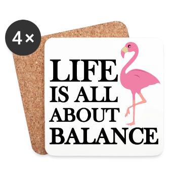 La vie, c’est l’équilibre Citation du flamant rose - Dessous de verre (lot de 4) - blanc - Devant