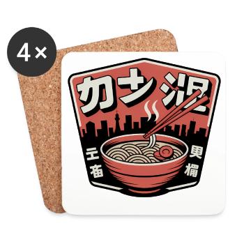 Ramen Urbain et Skyline - Dessous de verre (lot de 4) - blanc - Devant