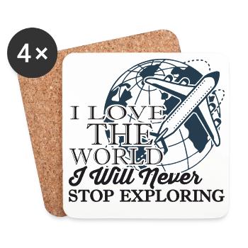 Love the World Never Stop Exploring Graphic - Coasters (set of 4) - white - Front