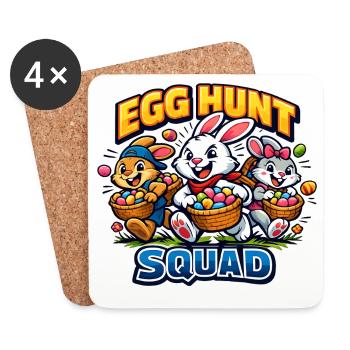 Cute Easter bunny with colorful egg and lettering - Coasters (set of 4) - white - Front