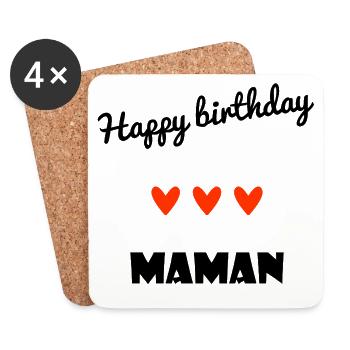 HERZLICHEN GLÜCKWUNSCH ZUM GEBURTSTAG. HERZLICHEN GLÜCKWUNSCH ZUM GEBURTSTAG. MAMA. MUTTER. - Untersetzer (4er-Set) - Weiß - Vorne