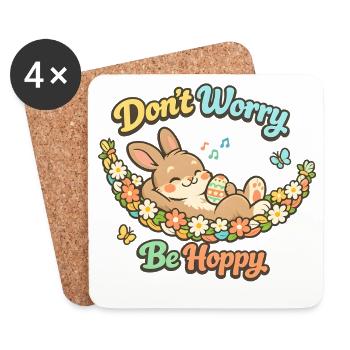 Don't worry be happy Ostern Wortspiel lustig - Untersetzer (4er-Set) - Weiß - Vorne
