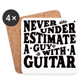Never underestimate a guy with a guitar schwarz - Untersetzer (4er-Set) - Weiß - Vorne