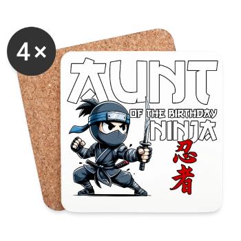 Tante de l’anniversaire Anniversaire Ninja Drôle - Dessous de verre (lot de 4) - blanc - Devant