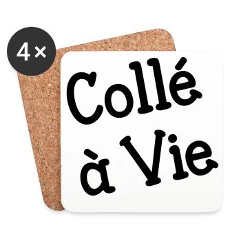 Humour Cancre : Motif Scolaire Collé à Vie Retro - Dessous de verre (lot de 4) - blanc - Devant
