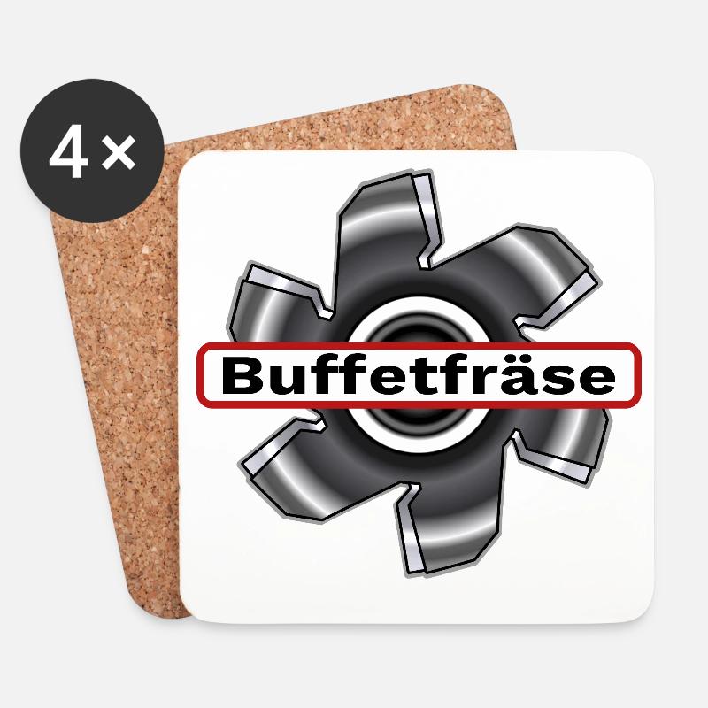 Buffetfräse Fraese / Fräse durchs Buffet / Büfett - Untersetzer (4er-Set) - Weiß