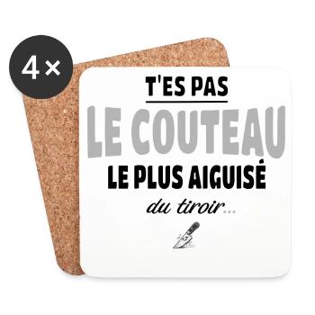 T'es pas le couteau le plus aiguisé du tiroir - Dessous de verre (lot de 4) - blanc - Devant