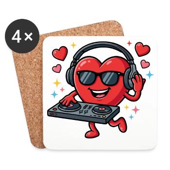 Valentine's Day DJ EDM Funny DJ Valentine's Day - Coasters (set of 4) - white - Front