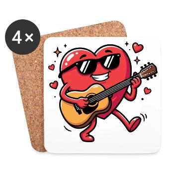 Valentine's Day Guitarist Funny Musician Valentine - Coasters (set of 4) - white - Front