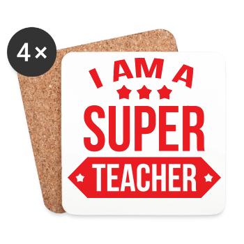 Great Teacher Modern Typography and Stars - Coasters (set of 4) - white - Front