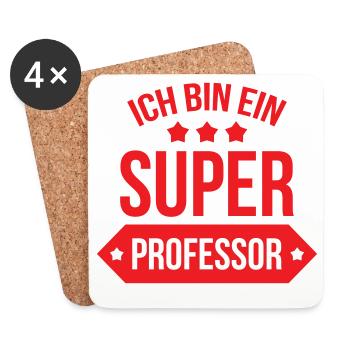 Super Professeur Étoiles Typographie Rouge et Blan - Dessous de verre (lot de 4) - blanc - Devant