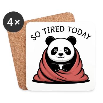 Panda Kuscheltraum unter Decke - Untersetzer (4er-Set) - Weiß - Vorne