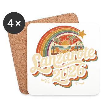 Lanzarote 2026 Strand Retro - Untersetzer (4er-Set) - Weiß - Vorne