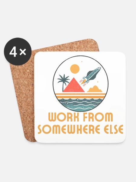 Working from anywhere – retro journey - Coasters (set of 4) - white