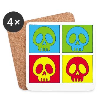 Skulls and four-colour printing - Coasters (set of 4) - white - Front
