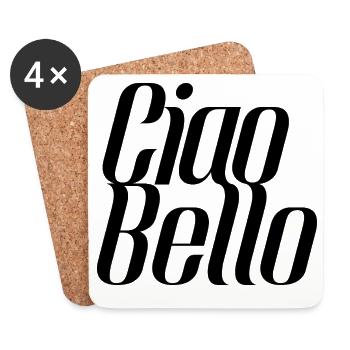 Ciao Bello Italien Spruch – Minimal Typo Design - Untersetzer (4er-Set) - Weiß - Vorne