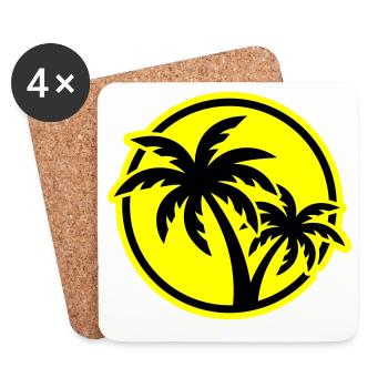 Palm Tree Symbol Beach - Coasters (set of 4) - white - Front