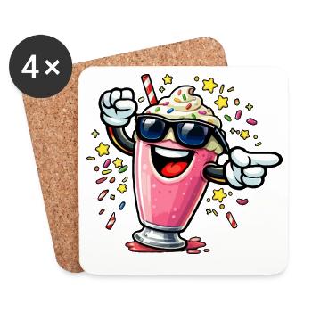 Sorbet Joyeux avec lunettes de soleil - Dessous de verre (lot de 4) - blanc - Devant