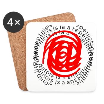 Red spiral in circular text - Coasters (set of 4) - white - Front