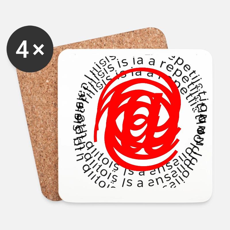 Rote Spirale in kreisförmiger Schrift - Untersetzer (4er-Set) - Weiß