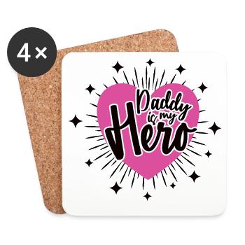 DADDY IS MY HERO Best Dad Dad Dad - Coasters (set of 4) - white - Front