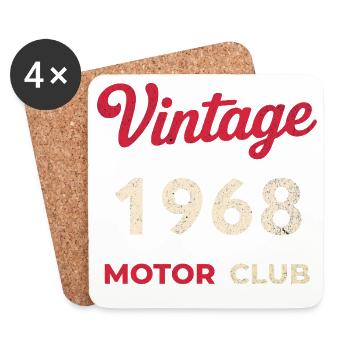 Année de naissance rétro vintage du Motor Club 1968 - Dessous de verre (lot de 4) - blanc - Devant