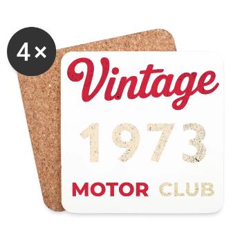 Année de naissance rétro vintage du Motor Club 1973 - Dessous de verre (lot de 4) - blanc - Devant