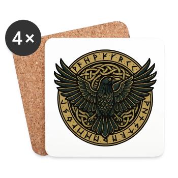 Runeraven in the Sun Circle - Coasters (set of 4) - white - Front