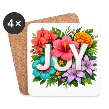 Joie tropicale - Typographie florale de l’hibiscus d’été - Dessous de verre (lot de 4) - blanc - Devant