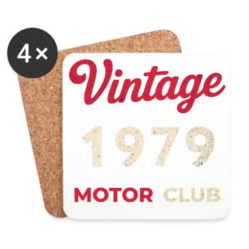 Vintage 1984 Motor Club Retro Geburtsjahr Geschenk - Untersetzer (4er-Set) - Weiß - Vorne
