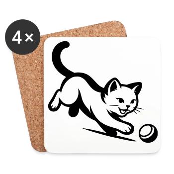 Katze - Untersetzer (4er-Set) - Weiß - Vorne