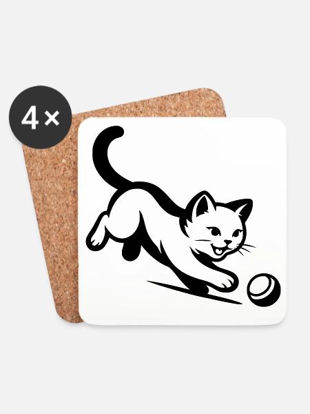 Cat - Coasters (set of 4) - white