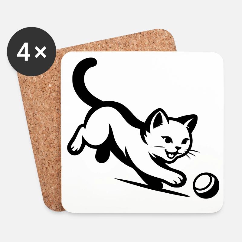 Cat - Coasters (set of 4) - white