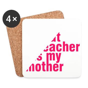 Great Teacher Mom Shirt – Gift Idea - Coasters (set of 4) - white - Front