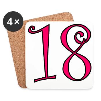 18. 18 JAHRE ALT. 18-JÄHRIGES JUBILÄUM. 18. GEBURTSTAG. - Untersetzer (4er-Set) - Weiß - Vorne