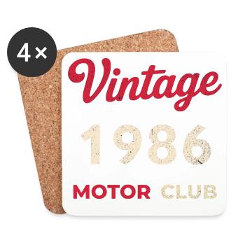 Année de naissance rétro du Motor Club Vintage 1986 - Dessous de verre (lot de 4) - blanc - Devant