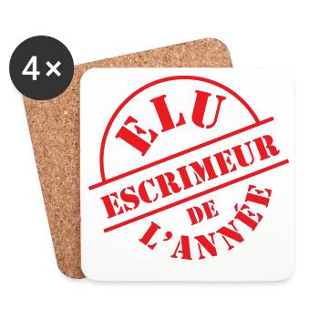 Élu escrimeur de l'année : le sceau du champion - Dessous de verre (lot de 4) - blanc - Devant