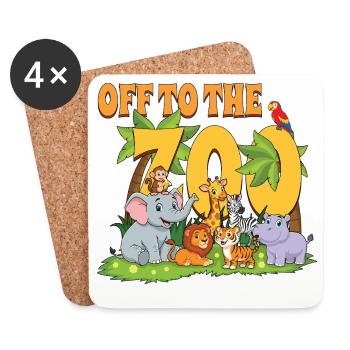 Off to The Zoo Animals Zoo Party Jungle Zoo - Coasters (set of 4) - white - Front