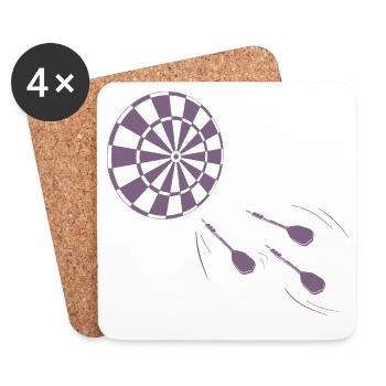 Minimalist silhouette of darts player - Coasters (set of 4) - white - Front