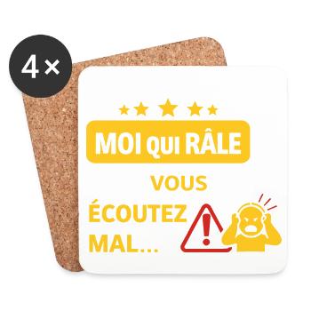 Ce n'est pas moi qui râle - Humour râleur - Dessous de verre (lot de 4) - blanc - Devant