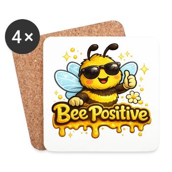Bee Positive - Dessous de verre (lot de 4) - blanc - Devant
