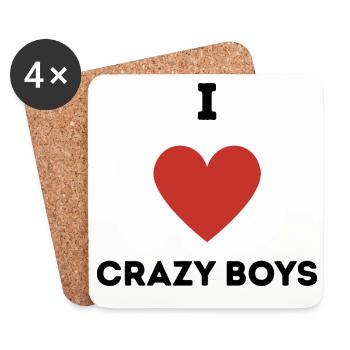 I Love Crazy Boys - Untersetzer (4er-Set) - Weiß - Vorne
