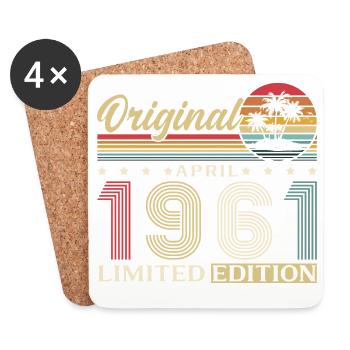 65e anniversaire cadeau Mari Femme Original 1961 - Dessous de verre (lot de 4) - blanc - Devant