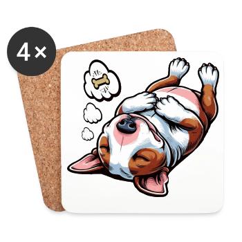 Miniatur Bullterrier Bully Bullterrierbesitzer - Untersetzer (4er-Set) - Weiß - Vorne